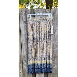 Koret Womens Skirt Brown Ecru Blue Pleats Size 12 NWT Marseilles